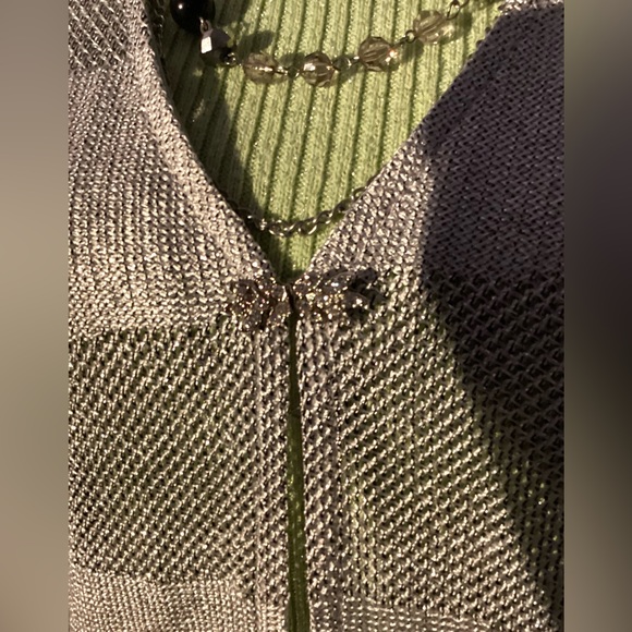 Cache shiny silver open cardigan. M - Picture 8 of 8